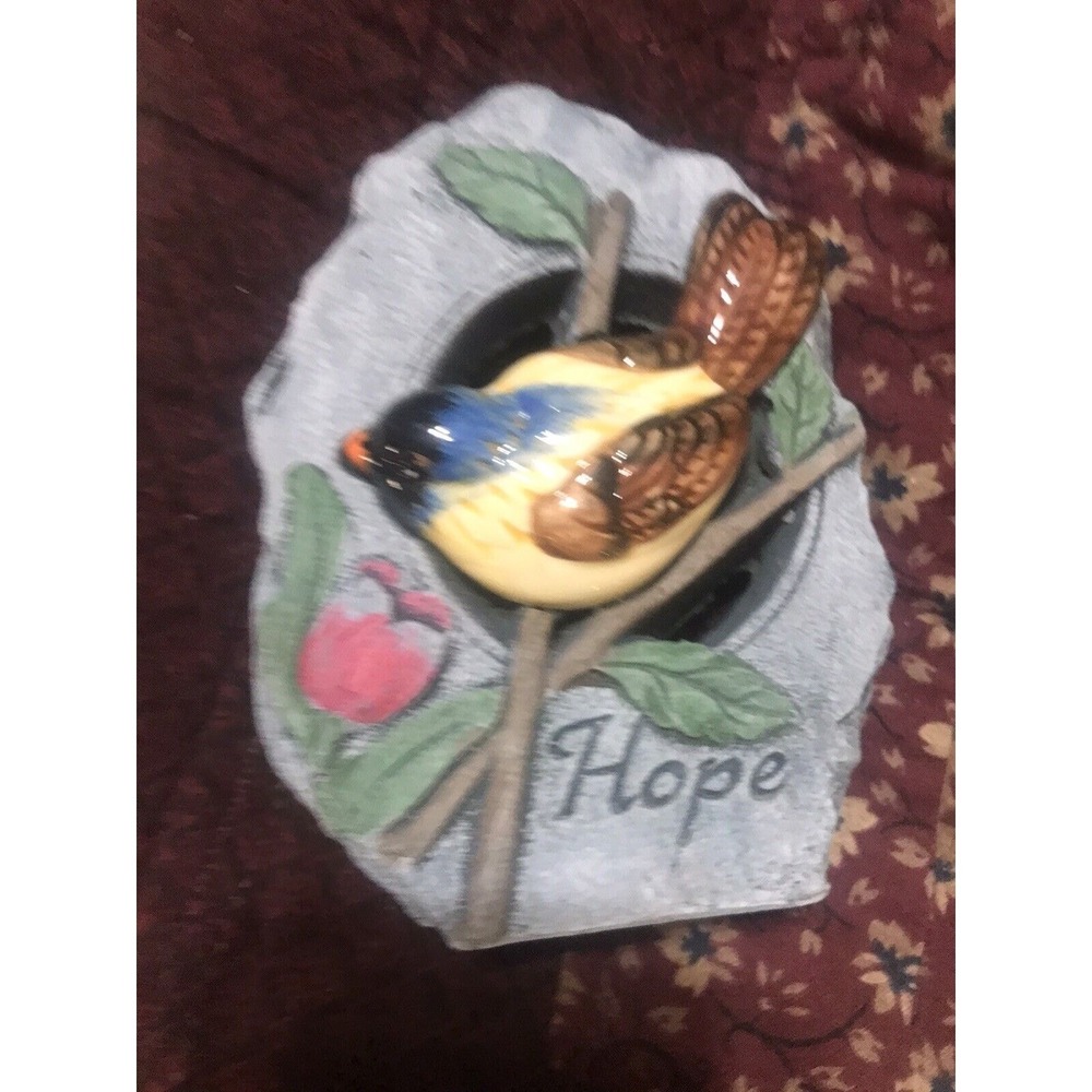 Garden Home Yellow‎ Bird Stone Decoration "Hope" 5 1/2" x 4 1/2"